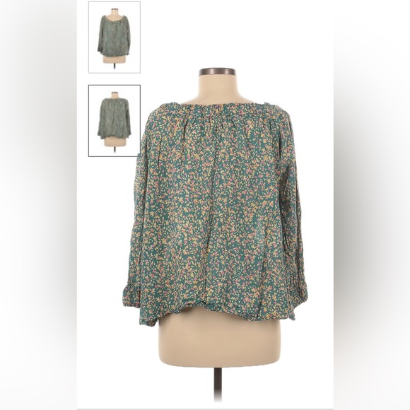 Mirth cotton blouse with Ruched boatneck and sleeves, medium. Worn once. - Picture 2 of 2